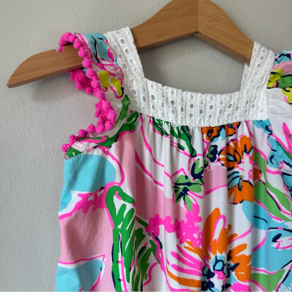Lilly Pulitzer Bright Pink Floral Nosey Posey Romper Size 18 Months - Picture 5 of 11